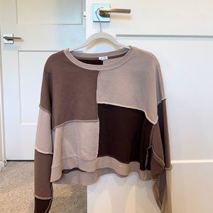 Brown Garage Color Block Sweater
